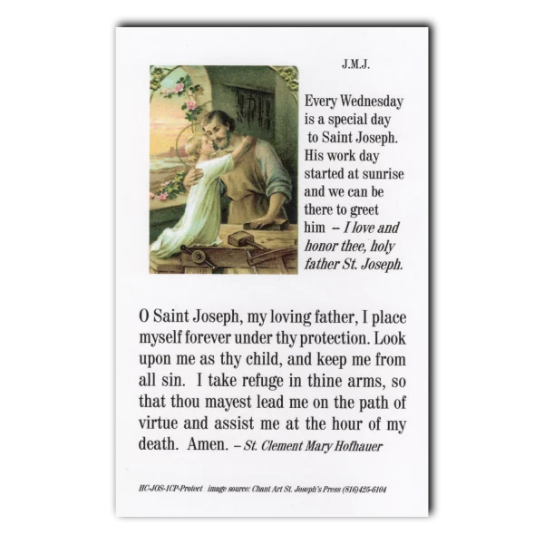 Saint Joseph Protection Prayer Holy Card