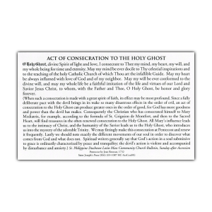 Act of Consecration to the Holy Ghost holy card prayer
