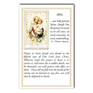 Ancient Prayer to Saint Joseph prayer card