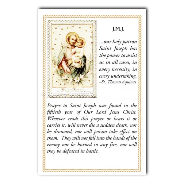 Ancient Prayer to Saint Joseph prayer card