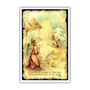 Angels and Christ Child Christmas holy card