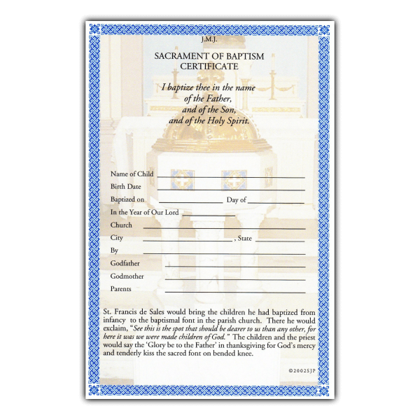 Baptism Certificate - English