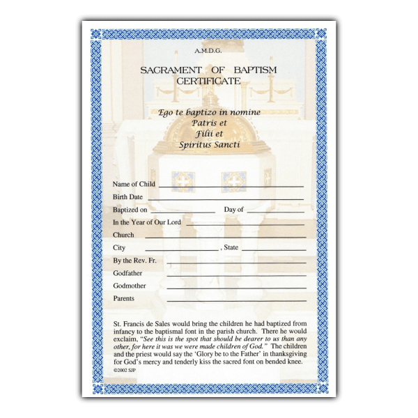 Baptism Certificate - Latin