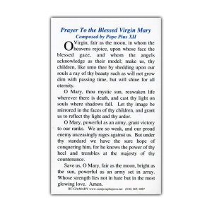 Blessed Virgin Mary holy card prayer