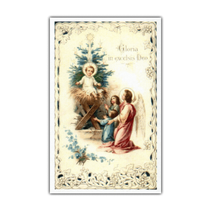 Christ Child and Christmas Tree holy card
