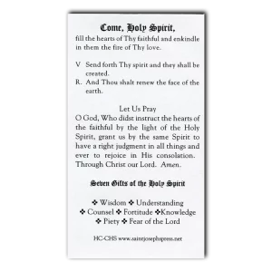 Come Holy Spirit holy card prayer