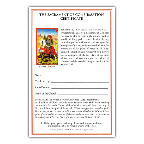 Confirmation Certificate - St George