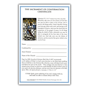 Confirmation Certificate - St Joan of Arc