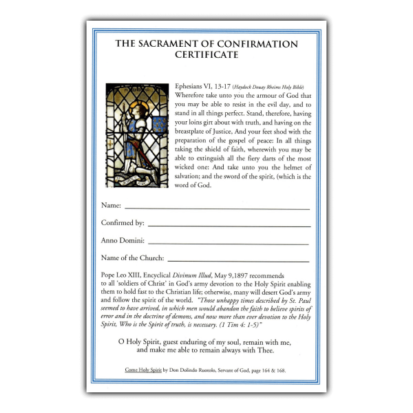 Confirmation Certificate - St Joan of Arc