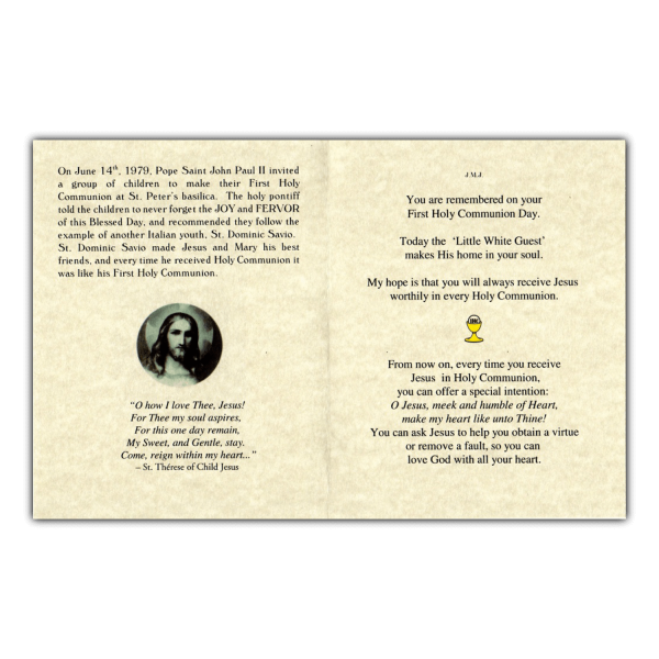 First Communion Congratulations Card 1 - inside