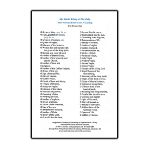 Gaelic Litany of Our Lady litany card back