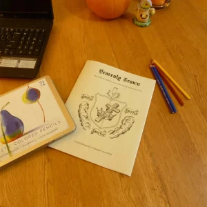 Heavenly Crown Coloring Book and Lives of the Saints colored pencils