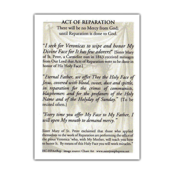 Holy Face Act of Reparation holy card