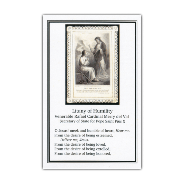 Litany of Humility holy card Narrow Way