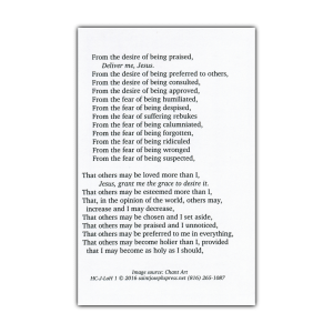Litany of Humility holy card prayer