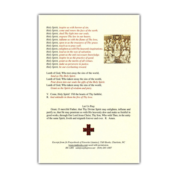 Litany of the Holy Spirit litany card back
