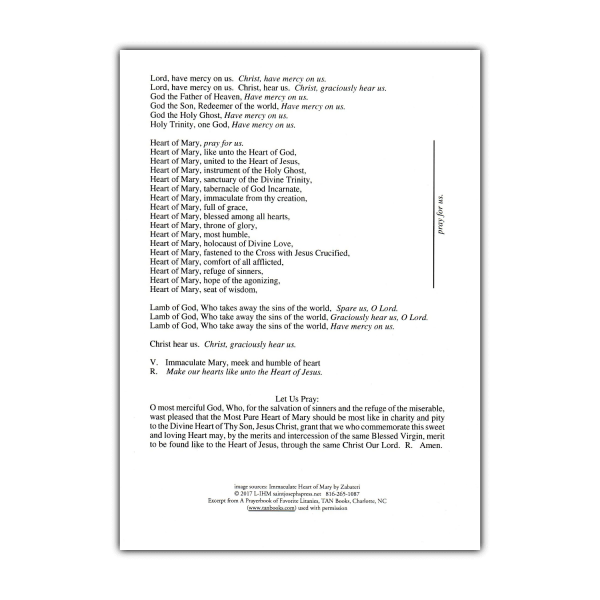 Litany of the Immaculate Heart of Mary back