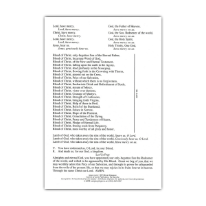 Litany of the Precious Blood litany card back