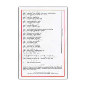 Litany of the Sacred Heart litany card back