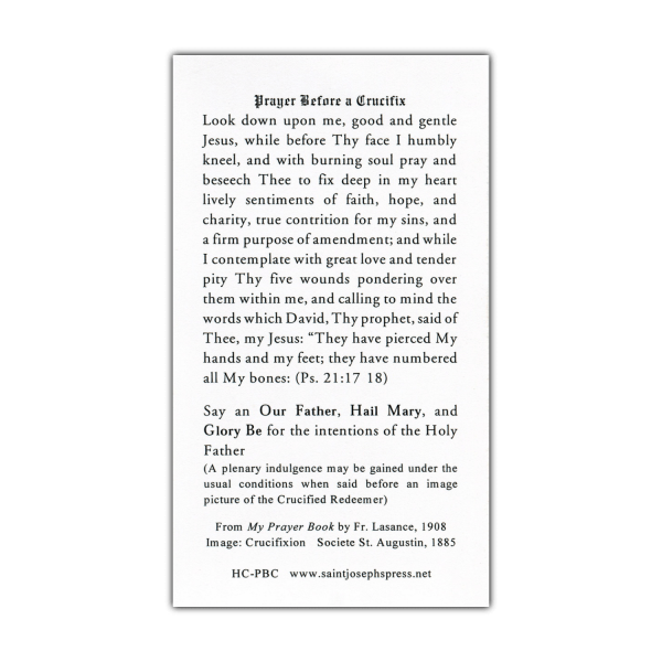 Prayer Before a Crucifix holy card prayer