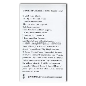 Sacred Heart of Jesus Novena of Confidence reverse side
