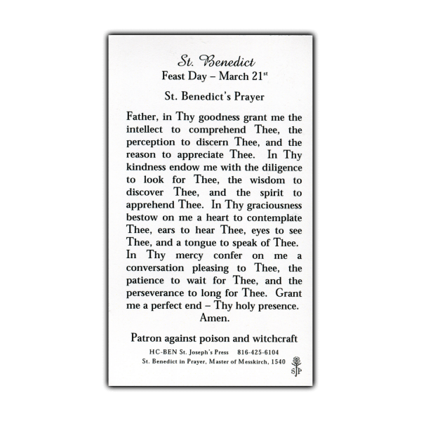 Saint Benedict holy card prayer