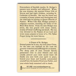 Saint Bridget of Sweden holy card prayer