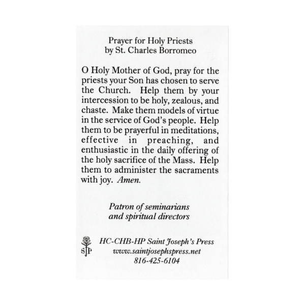 Saint Charles Borromeo holy card prayer for priests
