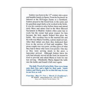 Saint Isidore and Blessed Maria holy card prayer