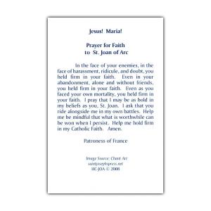 Saint Joan of Arc holy card prayer