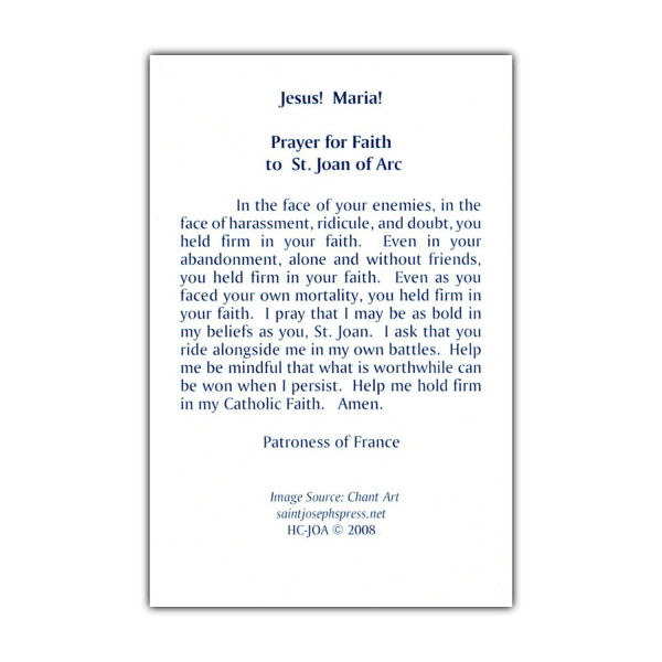 Saint Joan of Arc holy card prayer