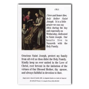 Saint Joseph Family Protection Prayer holy card