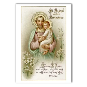 Saint Joseph Print from an Antique French Holy Card 5x7