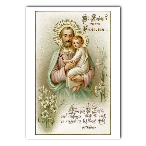 Saint Joseph Print from an Antique French Holy Card 5x7