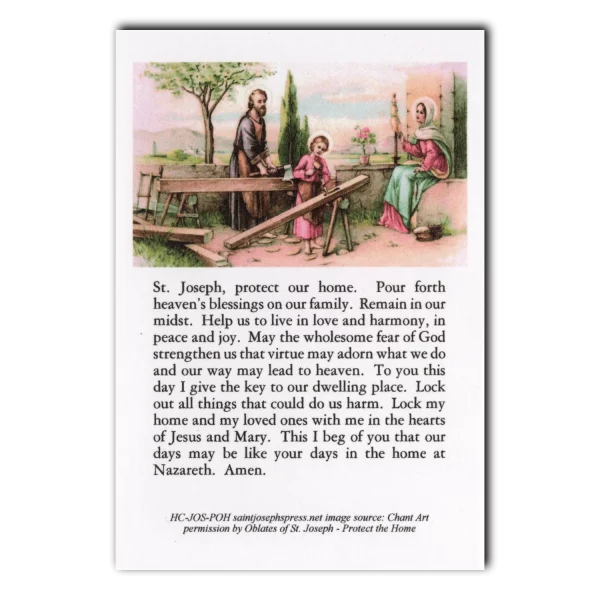 Saint Joseph Protect Our Home Holy Card V2
