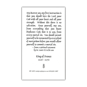 Saint Louis IX holy card prayer