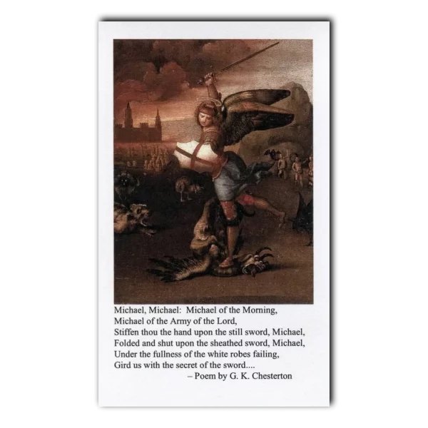Saint Michael of the Morning holy card Raphael