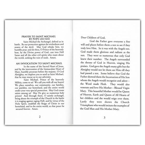 Saint Michael the Archangel booklet inside sample page