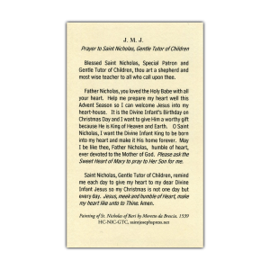 Saint Nicholas Gentle Tutor holy card prayer
