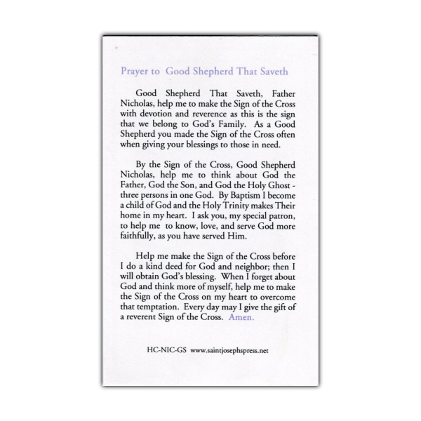Saint Nicholas Good Shepherd holy card prayer