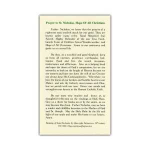 Saint Nicholas Hope of All Christians holy card prayer
