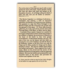 Saint Nuno Alvarez holy card 2 reverse