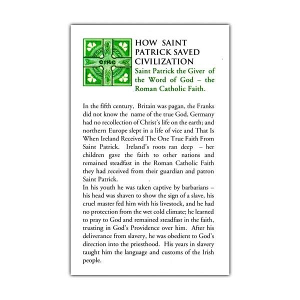Saint Patrick Saved Civilization holy card
