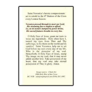 Saint Veronica of the Veil holy card prayer