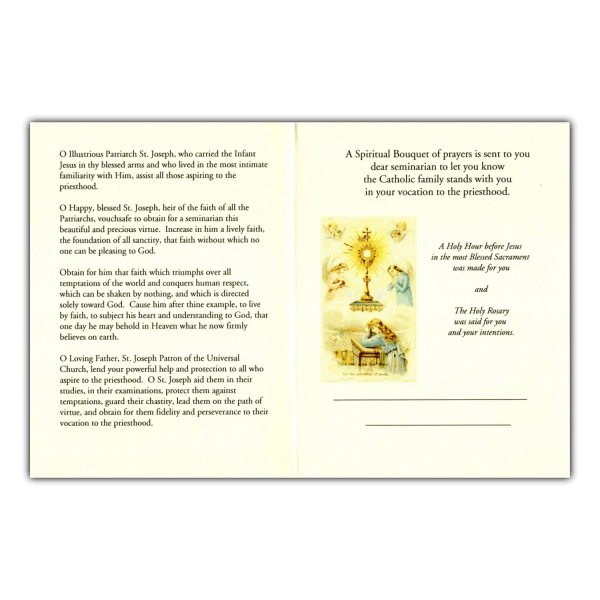 Seminarian Spiritual Bouquet card interior sample