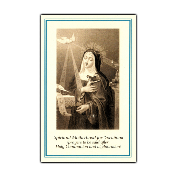 Spiritual Motherhood for Vocations holy card ivory