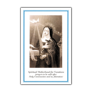 Spiritual Motherhood for Vocations holy card white