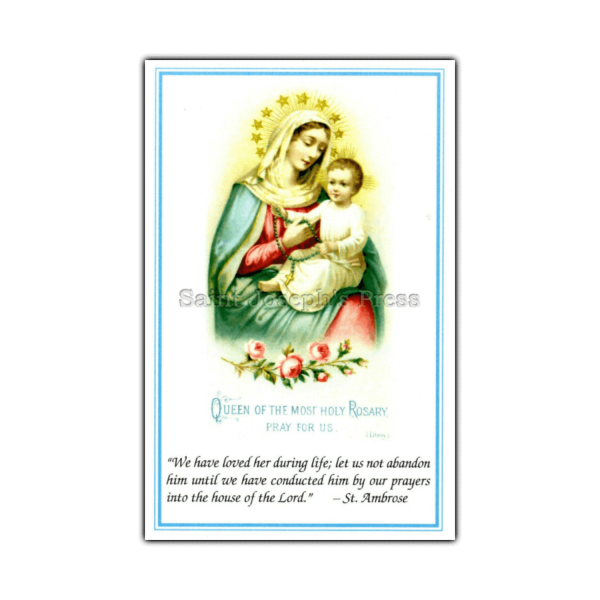 Funeral Holy Cards - Queen of the Holy Rosary