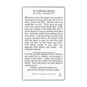 Saint Catherine Laboure holy card prayer