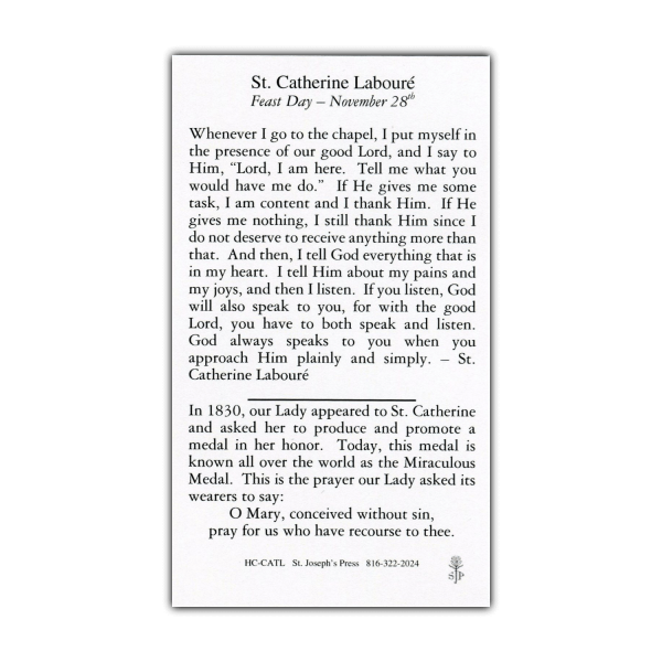 Saint Catherine Laboure holy card prayer
